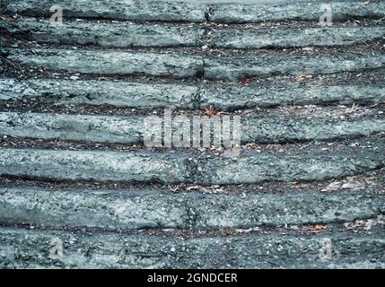 Old destroyed, ruined concrete steps blue Stock Photo