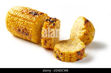 grilled sweet corn isolated on white background Stock Photo