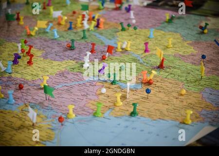 map with pins Stock Photo