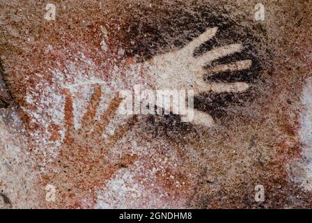 Cave of the Hands located in the southern province of Santa Cruz in the Patagonian Argentina. Stock Photo