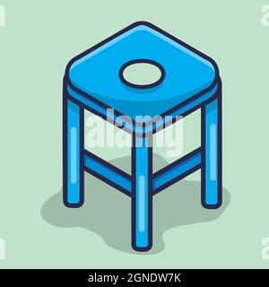 plastic stool isolated vector illustration in flat style Stock Vector