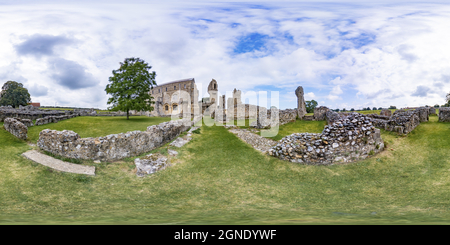 360 degree panoramic view of Binham Priory ruins, Norfolk