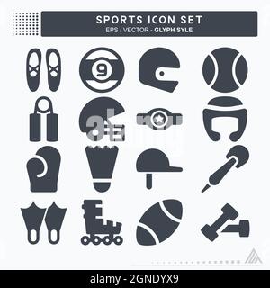 Set Icon Sports - Glyph Style - Simple illustration, Editable stroke, Design template vector, Good for prints, posters, advertisements, announcements, Stock Vector