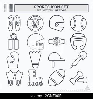 Set Icon Sports - Line Style - Simple illustration, Editable stroke, Design template vector, Good for prints, posters, advertisements, announcements, Stock Vector