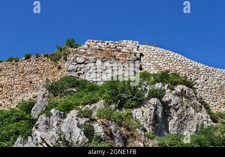 Ancient polygonal walls in Ferentino made with limestone blocks Stock Photo