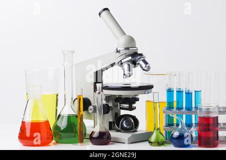 front view science elements with chemicals composition. High quality and resolution beautiful photo concept Stock Photo
