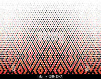 Halftone vector background.Filled with colored diamonds .Long fade out. Randomly coloured. Stock Vector