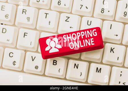 Hand writing sign Shopping Online. Word Written on buying you want through internet website then deliver it Creating New Account Password, Abstract Stock Photo