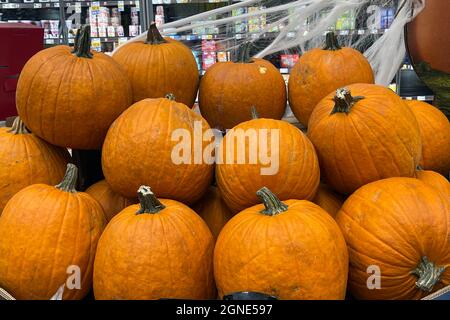 A Halloween display at Ralphs supermarket, Thursday, Sept. 23, 2021, in Monterey Park, Calif. Stock Photo