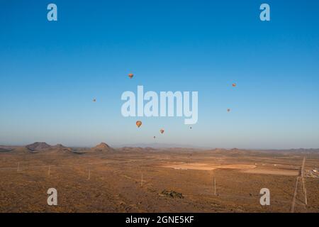 Adventure travel with hot air balloons in Phoenix, Arizona.  Stock Photo