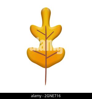 Autumn leave 3D. Fall leaf, minimal 3d render, plasticine, vector Stock Vector