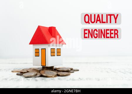 Text caption presenting Quality Engineer. Business approach ensure the overall quality of a manufactured product Allocating Savings To Buy New Stock Photo
