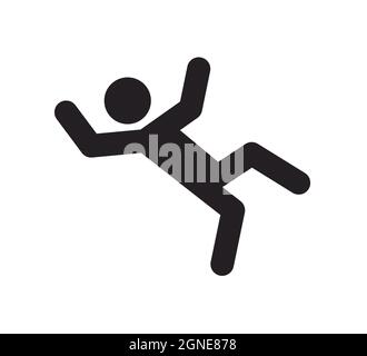 A man falling down icon. Man slipped icon. Slippery wet floor. Vector illustration isolated on white background Stock Vector