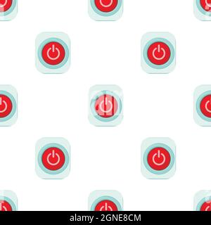 Red power on or off button pattern seamless background texture repeat wallpaper geometric vector Stock Vector