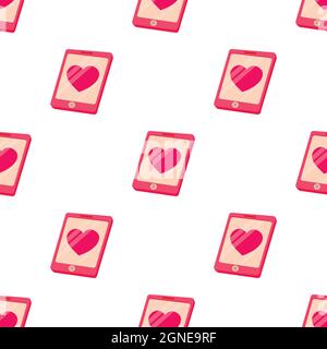 Smartphone with heart pattern seamless background texture repeat wallpaper geometric vector Stock Vector