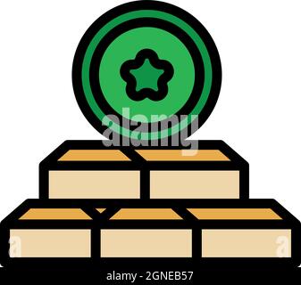 Gold reserve icon. Outline gold reserve vector icon color flat isolated Stock Vector