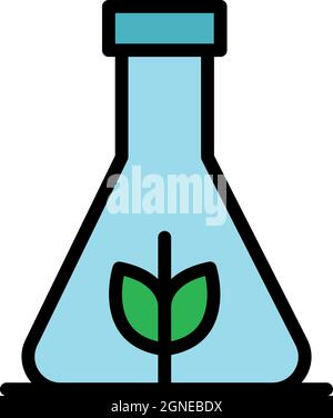 Gmo flask icon. Outline gmo flask vector icon color flat isolated Stock Vector