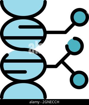 Dna genes modified icon. Outline dna genes modified vector icon color flat isolated Stock Vector