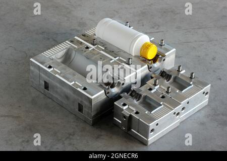 Plastic bottle manufacturing metal mold. Stock Photo
