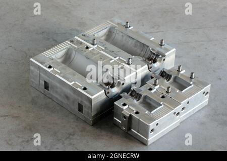 Plastic bottle manufacturing metal mold. Stock Photo