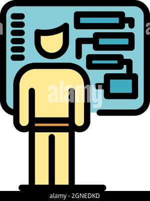 Vr reality interaction icon. Outline vr reality interaction vector icon color flat isolated Stock Vector