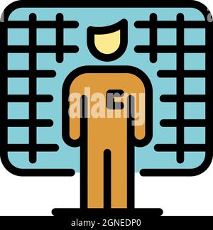 Vr interaction icon. Outline vr interaction vector icon color flat isolated Stock Vector