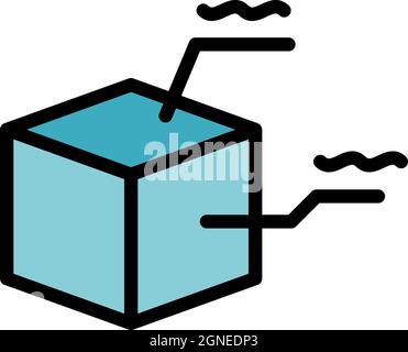 Cube project interaction icon. Outline cube project interaction vector icon color flat isolated Stock Vector