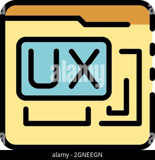 Folder data ux interaction icon. Outline folder data ux interaction vector icon color flat isolated Stock Vector