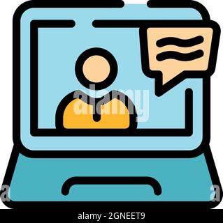 Online experience icon. Outline online experience vector icon color flat isolated Stock Vector