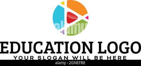 Modern education play button global logo design Stock Vector