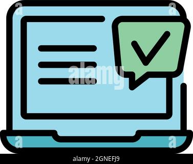 Approved laptop experience icon. Outline approved laptop experience vector icon color flat isolated Stock Vector
