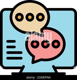Interactive tv icon. Outline interactive tv vector icon color flat isolated Stock Vector
