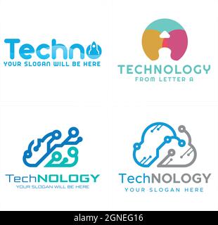 Technology rocket cloud storage tech connection logo design Stock Vector