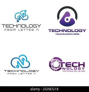 Technology cloud tech circuit storage logo design Stock Vector