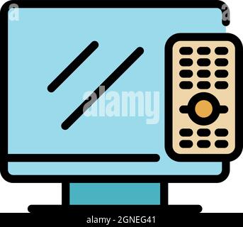 Interactive tv home icon. Outline interactive tv home vector icon color flat isolated Stock Vector