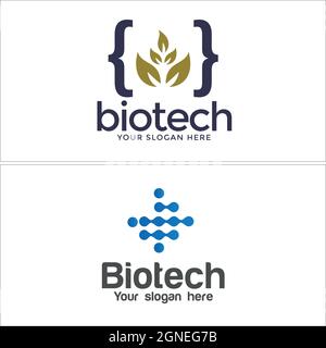Biotech leaf molecule connection logo design Stock Vector
