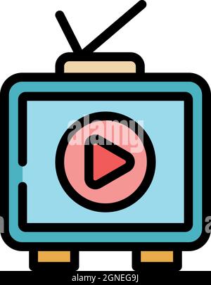 Interactive tv set icon. Outline interactive tv set vector icon color flat isolated Stock Vector