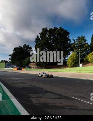 Vallelunga, italy september 19th 2021 Aci racing weekend. Race car action speed scenic curve in asphalt circuit Stock Photo