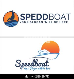 Modern speedboat travel holiday logo design Stock Vector