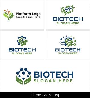 Set of biotech farming nature logo design Stock Vector