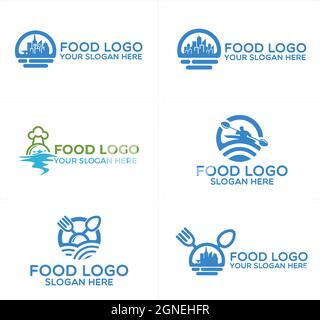 A set of food chef restaurant logo design Stock Vector