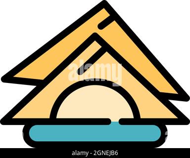 Folded napkins icon. Outline folded napkins vector icon color flat isolated Stock Vector