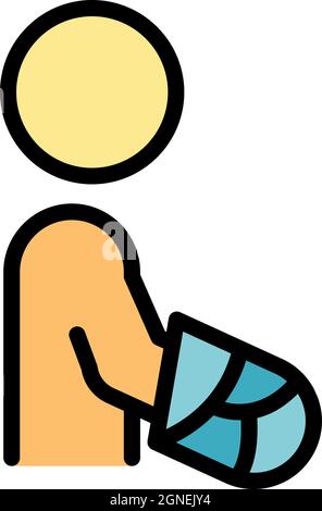 Injured hand icon. Outline injured hand vector icon color flat isolated Stock Vector