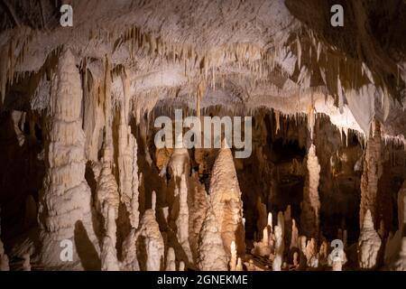 Underground krust cave in Marche Region, Italy. Frasassi Stock Photo