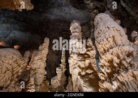 Underground krust cave in Marche Region, Italy. Frasassi Stock Photo