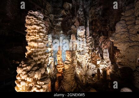 Underground krust cave in Marche Region, Italy. Frasassi Stock Photo