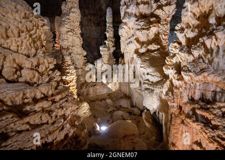 Underground krust cave in Marche Region, Italy. Frasassi Stock Photo