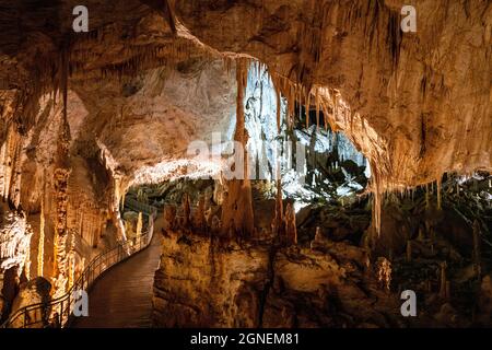 Underground krust cave in Marche Region, Italy. Frasassi Stock Photo