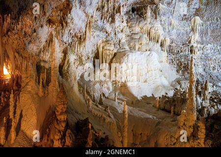 Underground krust cave in Marche Region, Italy. Frasassi Stock Photo