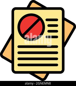 Rejected documents icon. Outline rejected documents vector icon color flat isolated Stock Vector